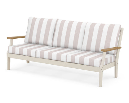 POLYWOOD® Braxton Deep Seating Sofa in Sand / Natural / Cabana Stripe Dune Burlap