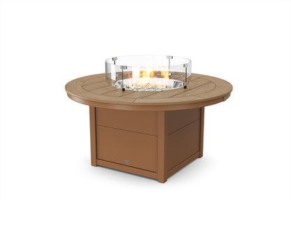 POLYWOOD® Round 48" Fire Pit Table in Teak / Natural