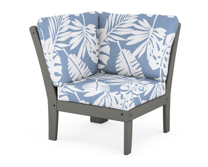 POLYWOOD® Braxton Modular Corner Chair in Slate Grey / Leaf Sky Blue