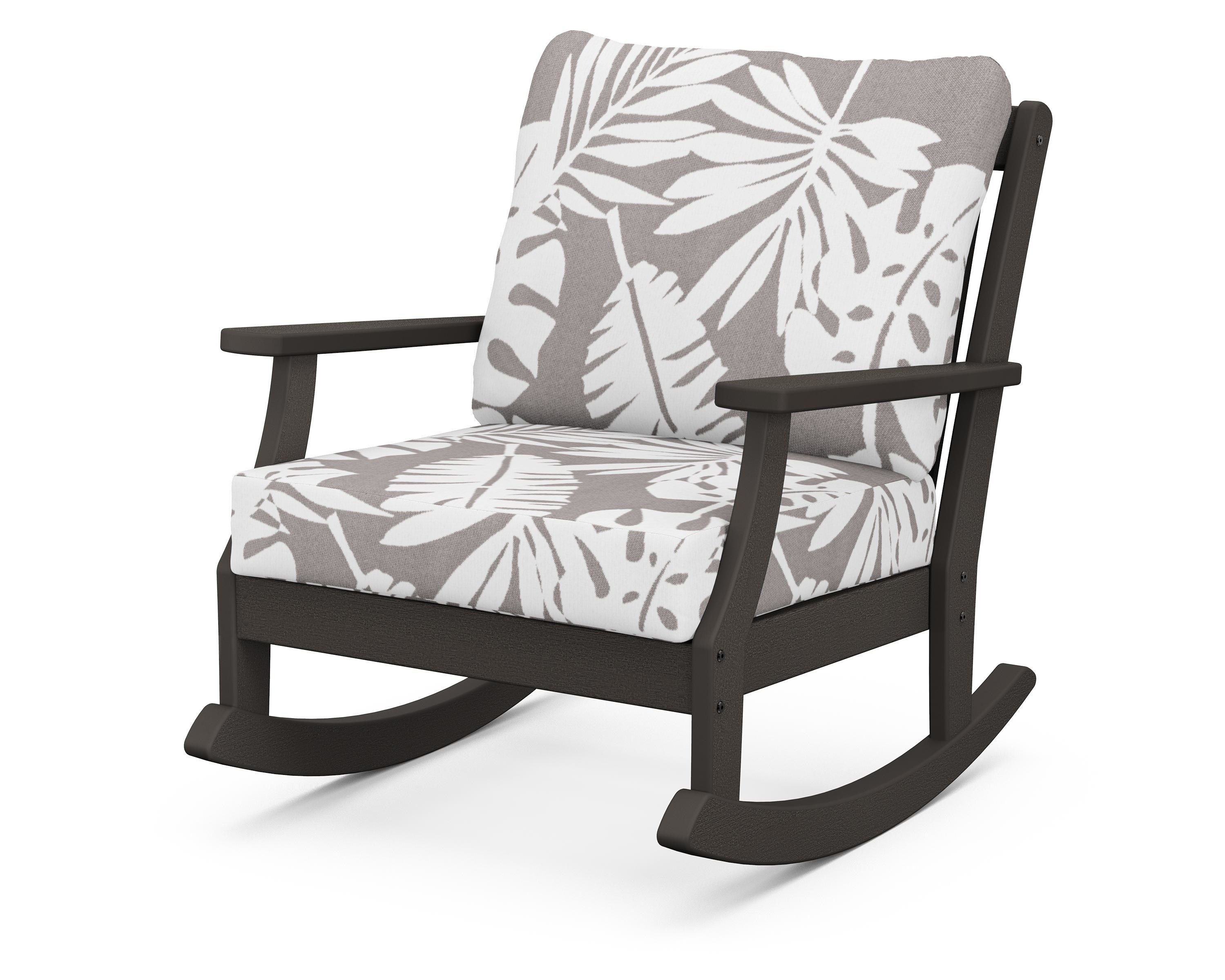POLYWOOD® Braxton Deep Seating Rocking Chair in Vintage Coffee / Leaf Grey Mist