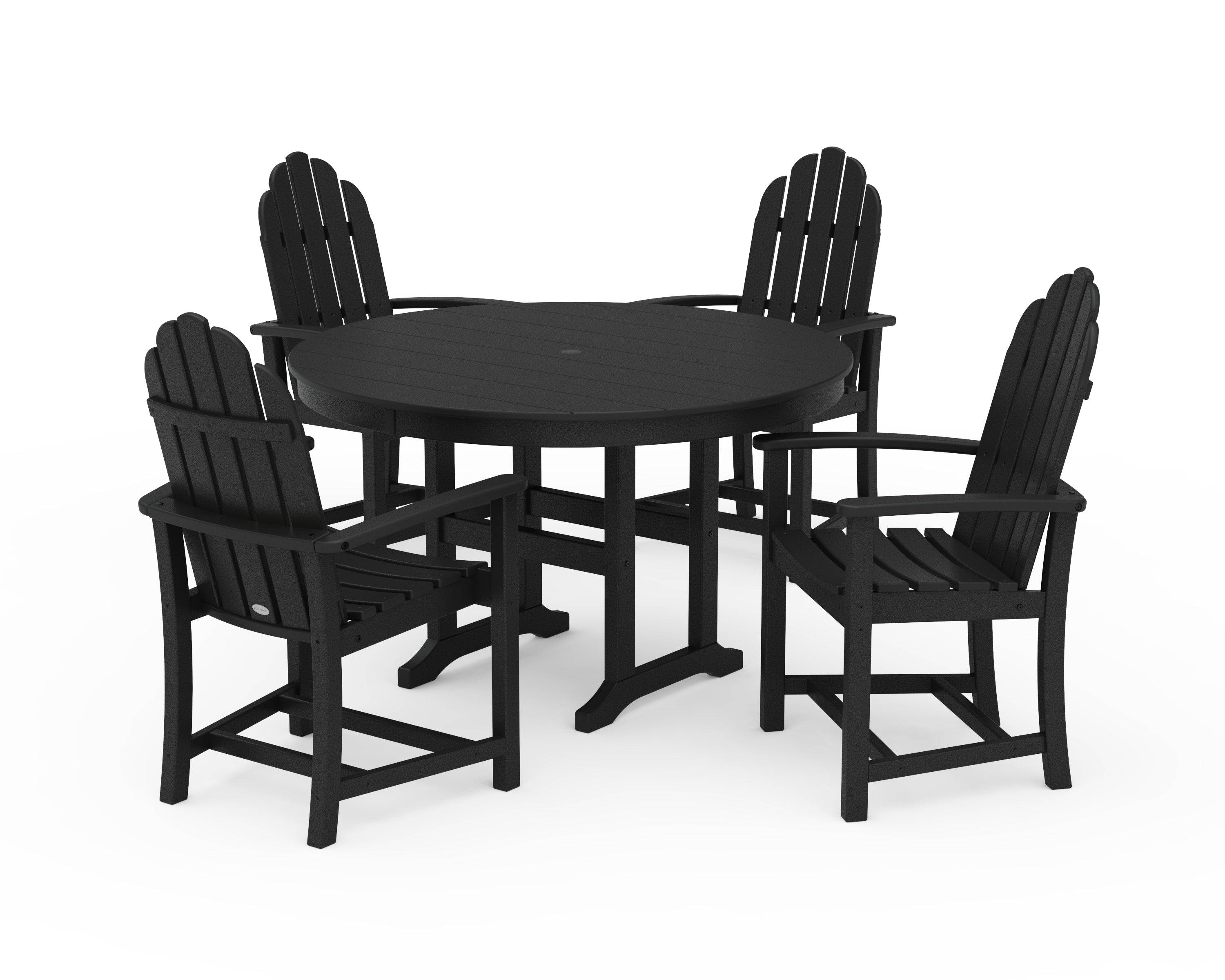 POLYWOOD® Classic Adirondack 5-Piece Round Farmhouse Dining Set in Black