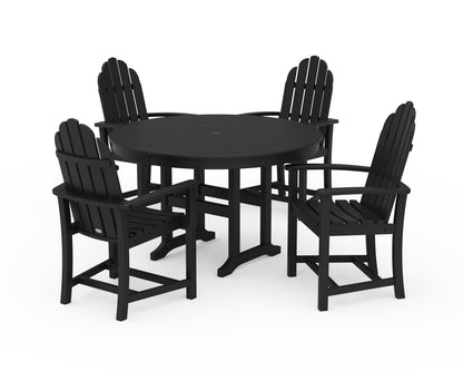 POLYWOOD® Classic Adirondack 5-Piece Round Farmhouse Dining Set in Black