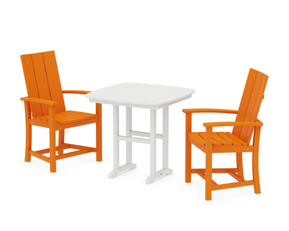 POLYWOOD® Modern Adirondack 3-Piece Dining Set in Tangerine / White