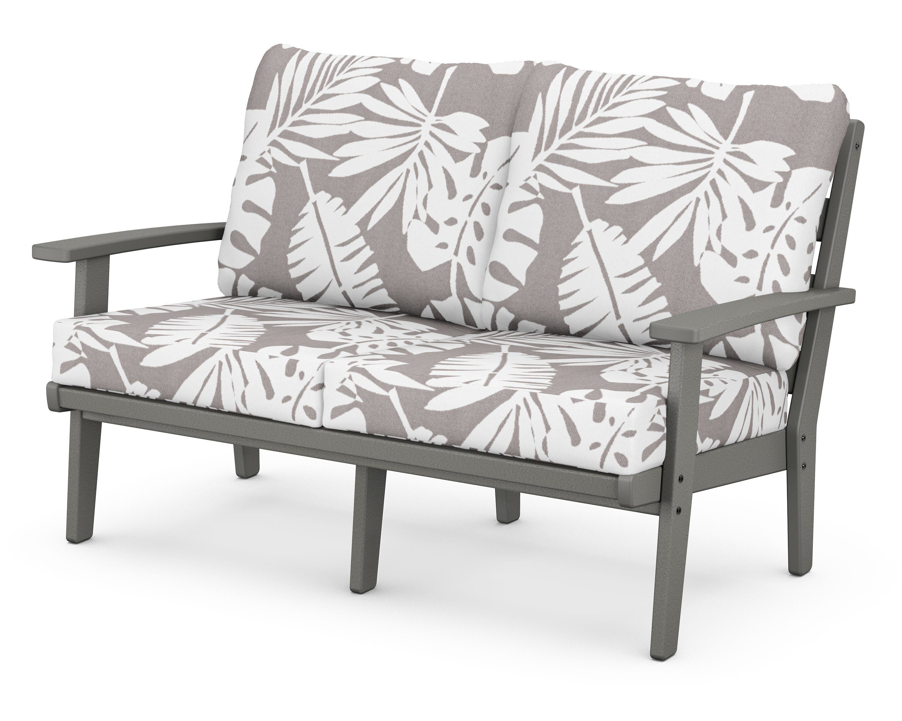 POLYWOOD® Grant Park Deep Seating Loveseat in Slate Grey / Leaf Grey Mist