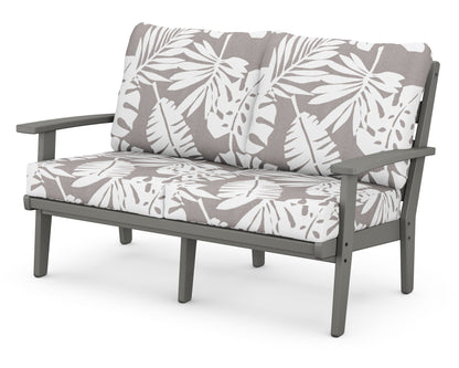 POLYWOOD® Grant Park Deep Seating Loveseat in Slate Grey / Leaf Grey Mist