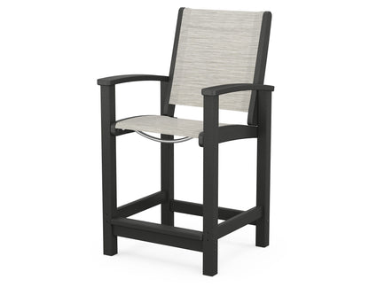 POLYWOOD® Coastal Counter Chair in Black / Birch Sling
