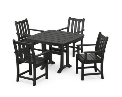 POLYWOOD® Traditional Garden 5-Piece Dining Set with Trestle Legs in Black