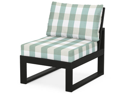 Unbranded Modular Armless Chair in Black / Buffalo Plaid Glacier Spa