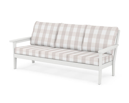 Country Living Cottage Deep Seating Sofa in White / Buffalo Plaid Dune Burlap