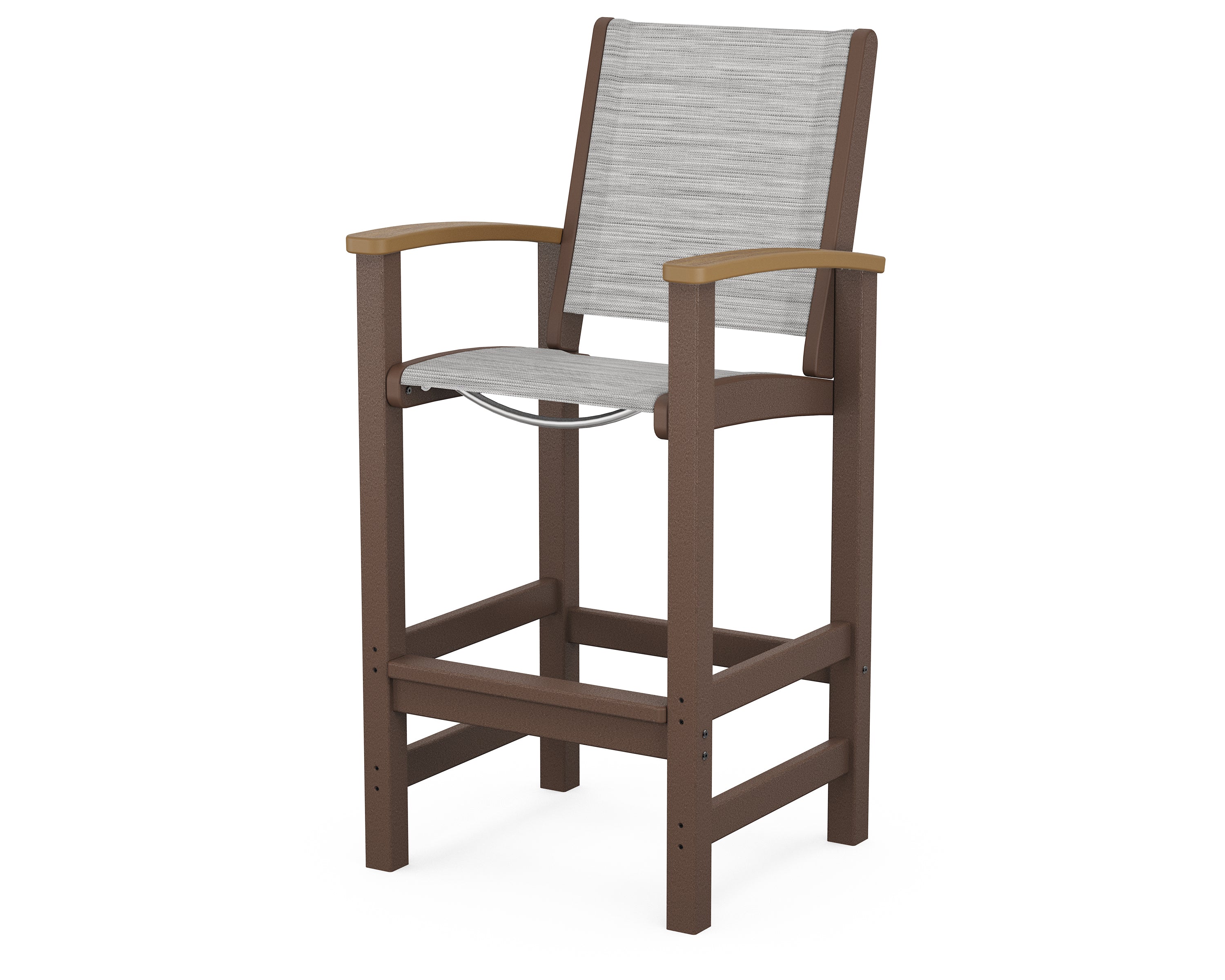 POLYWOOD® Coastal Bar Chair in Mahogany / Natural / Metallic Sling