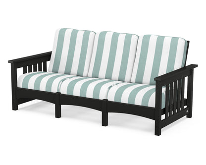POLYWOOD® Club Mission Sofa in Black / Cabana Stripe Glacier Spa
