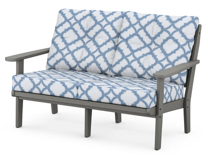 POLYWOOD® Lakeside Deep Seating Loveseat in Slate Grey / Trellis Sky Blue