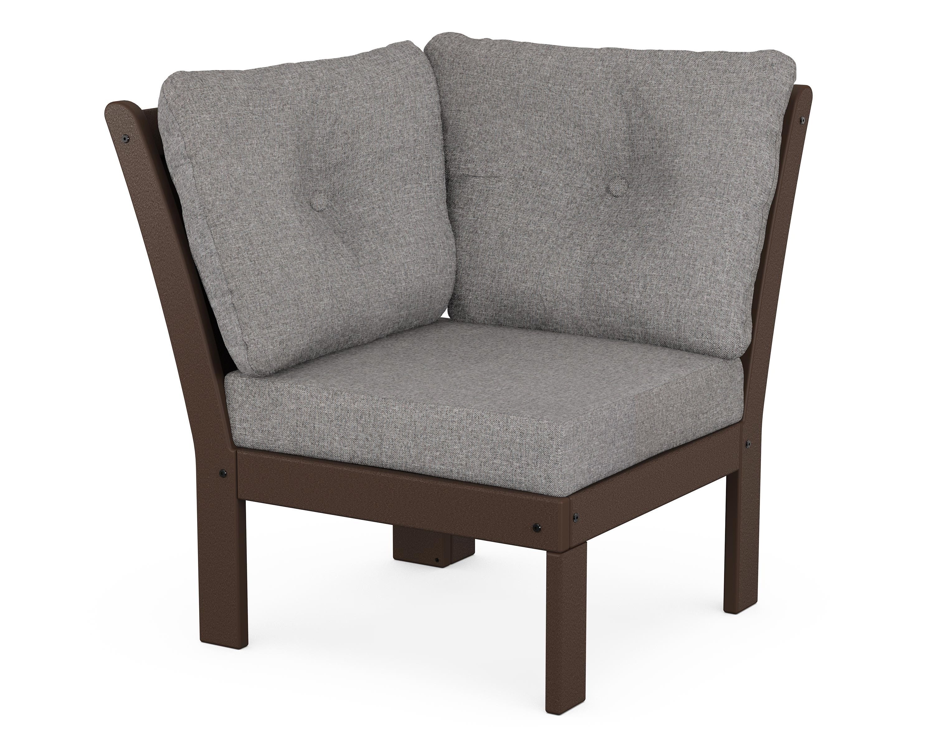 POLYWOOD® Vineyard Modular Corner Chair in Mahogany / Grey Mist