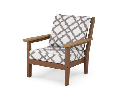 POLYWOOD® Chippendale Deep Seating Chair in Teak / Natural / Trellis Grey Mist