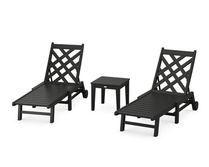Country Living Wovendale 3-Piece Chaise Set with Wheels in Black