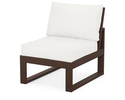 Unbranded Modular Armless Chair in Mahogany / Natural Linen