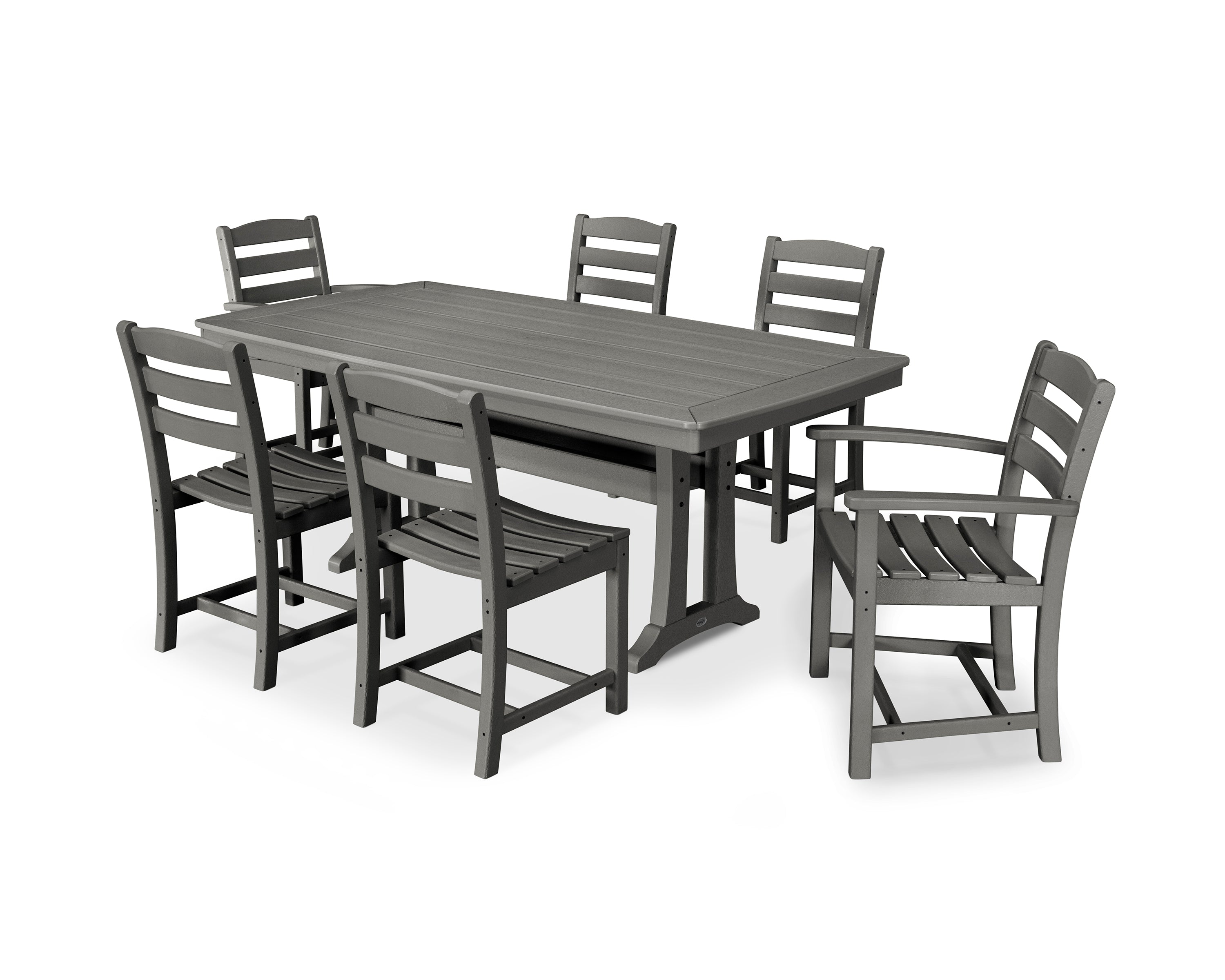 POLYWOOD® La Casa Café 7-Piece Dining Set with Trestle Legs in Slate Grey
