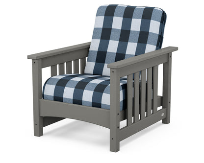 POLYWOOD® Club Mission Chair in Slate Grey / Buffalo Plaid Marine Indigo
