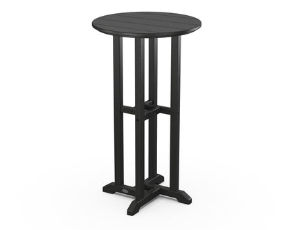 POLYWOOD® 24" Round Farmhouse Bar Bistro Table in Black