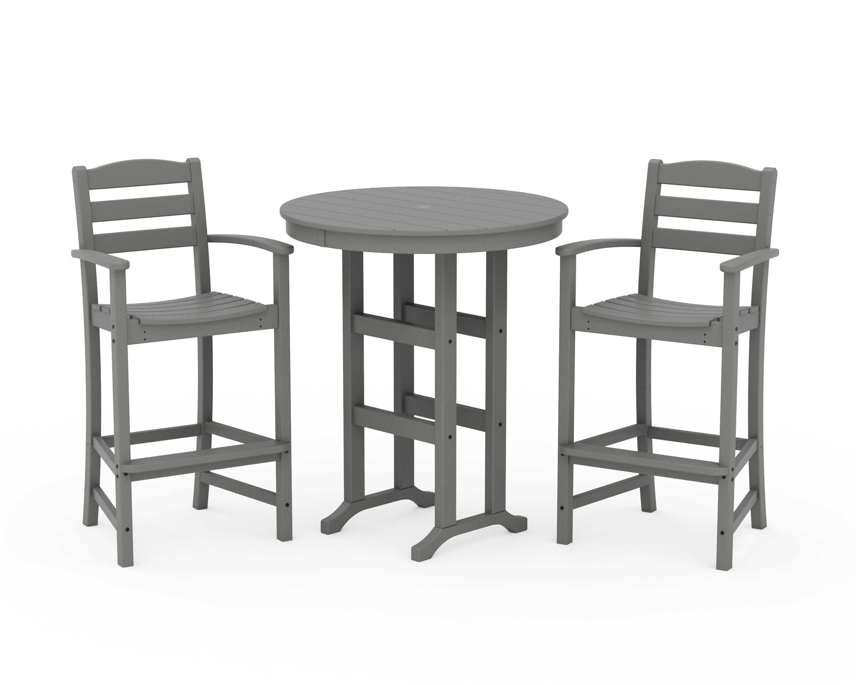 POLYWOOD® La Casa Café 3-Piece Round Farmhouse Bar Set in Slate Grey