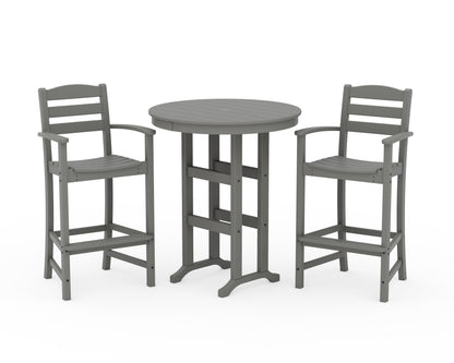 POLYWOOD® La Casa Café 3-Piece Round Farmhouse Bar Set in Slate Grey