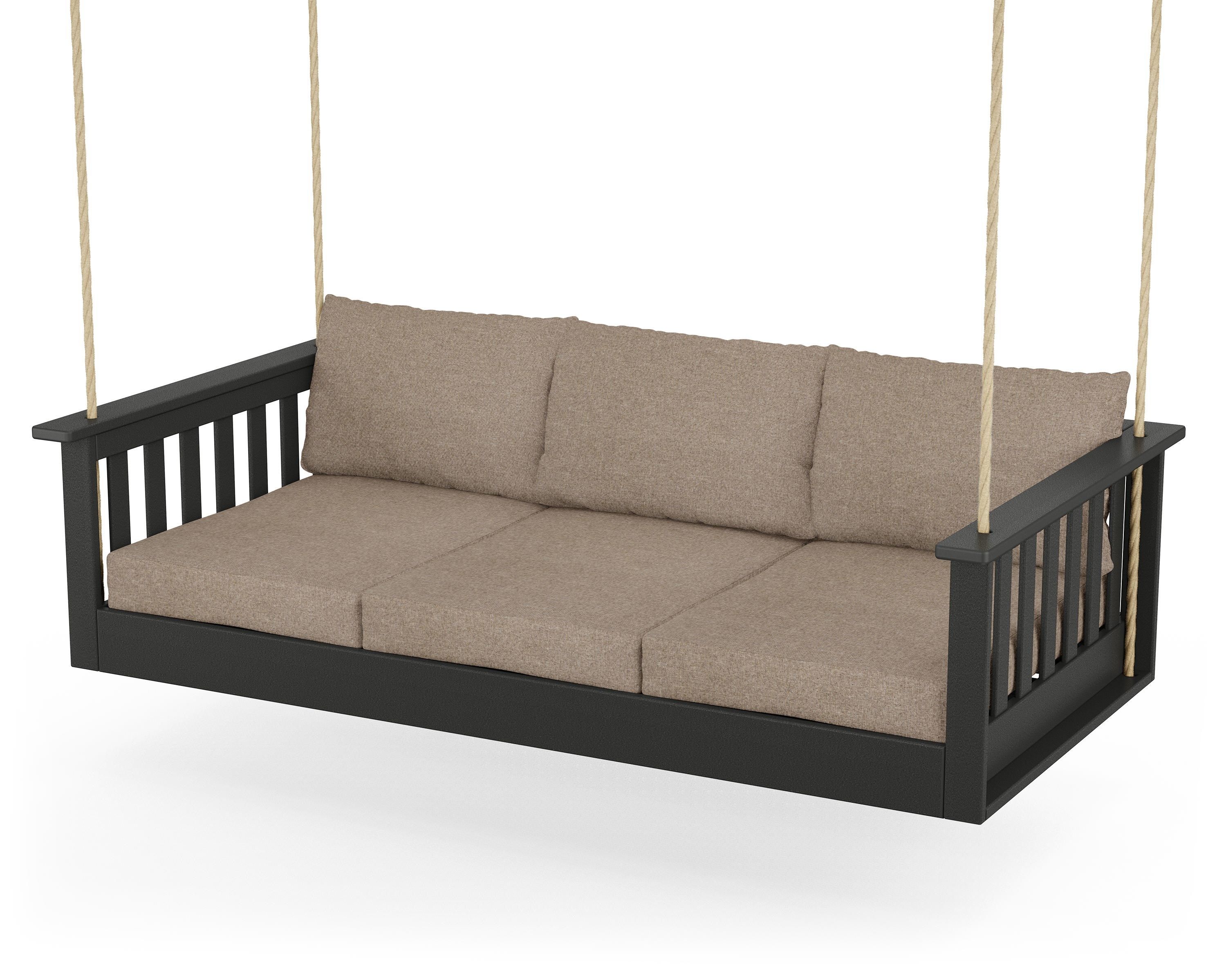 POLYWOOD® Vineyard Daybed Swing in Black / Spiced Burlap