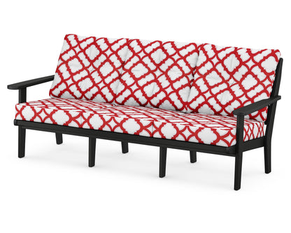POLYWOOD® Lakeside Deep Seating Sofa in Black / Trellis Crimson