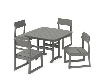 POLYWOOD® EDGE Side Chair 5-Piece Dining Set with Trestle Legs in Slate Grey