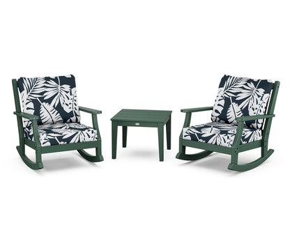 Country Living Wovendale 3-Piece Deep Seating Rocker Set in Green / Leaf Marine Indigo