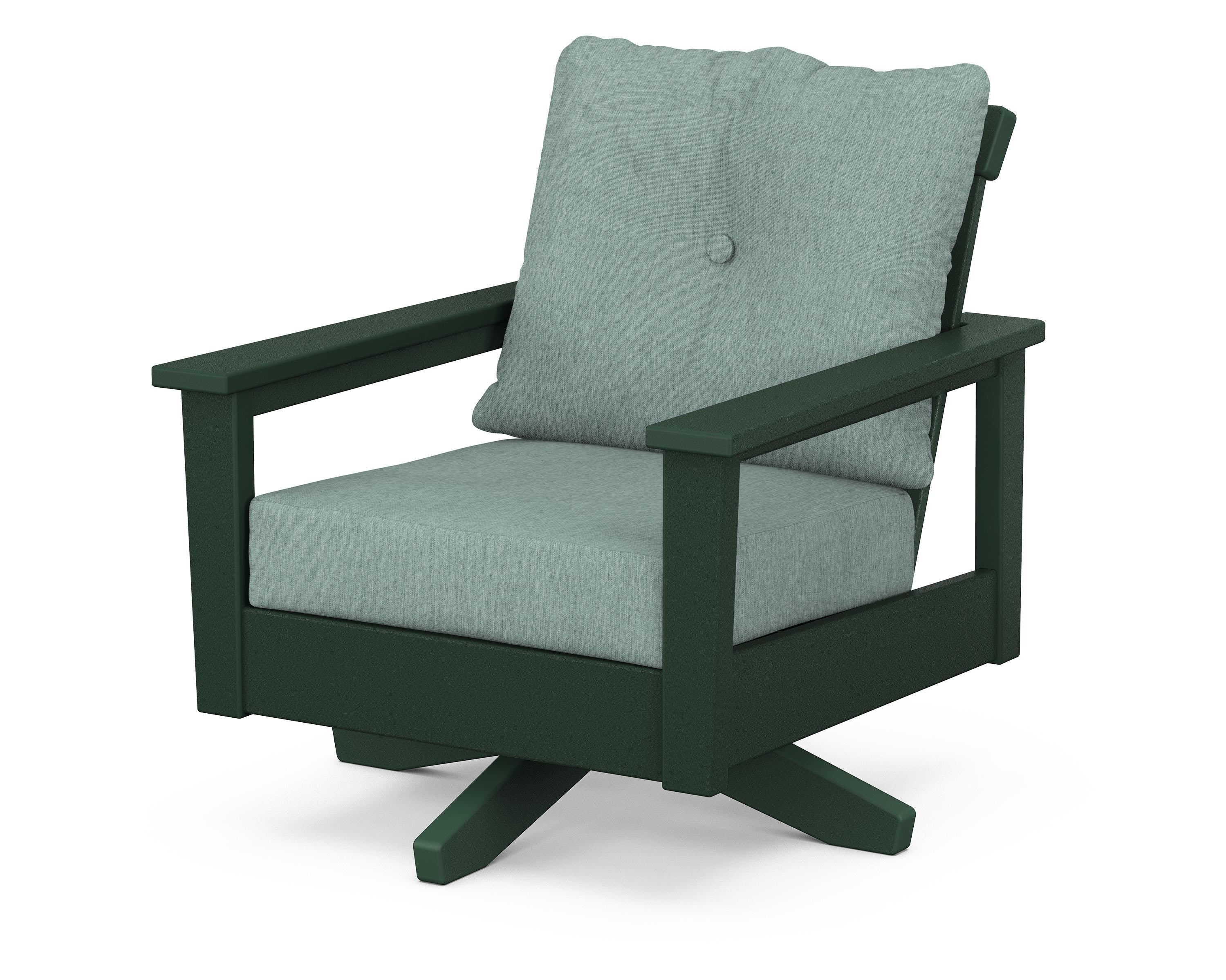 POLYWOOD® Prescott Deep Seating Swivel Chair in Green / Glacier Spa