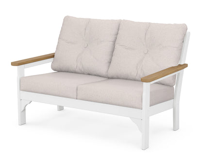 POLYWOOD® Vineyard Deep Seating Loveseat in White / Natural / Dune Burlap