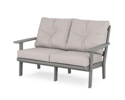 POLYWOOD® Oxford Deep Seating Loveseat in Slate Grey / Dune Burlap