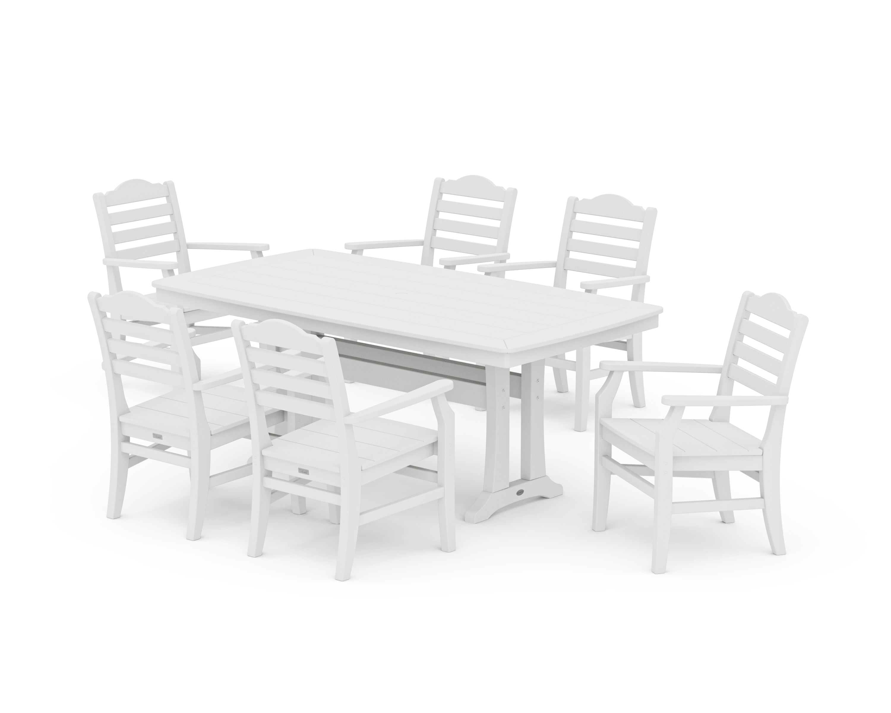 POLYWOOD® Savannah Arm Chair 7-Piece Dining Set with Trestle Legs in White