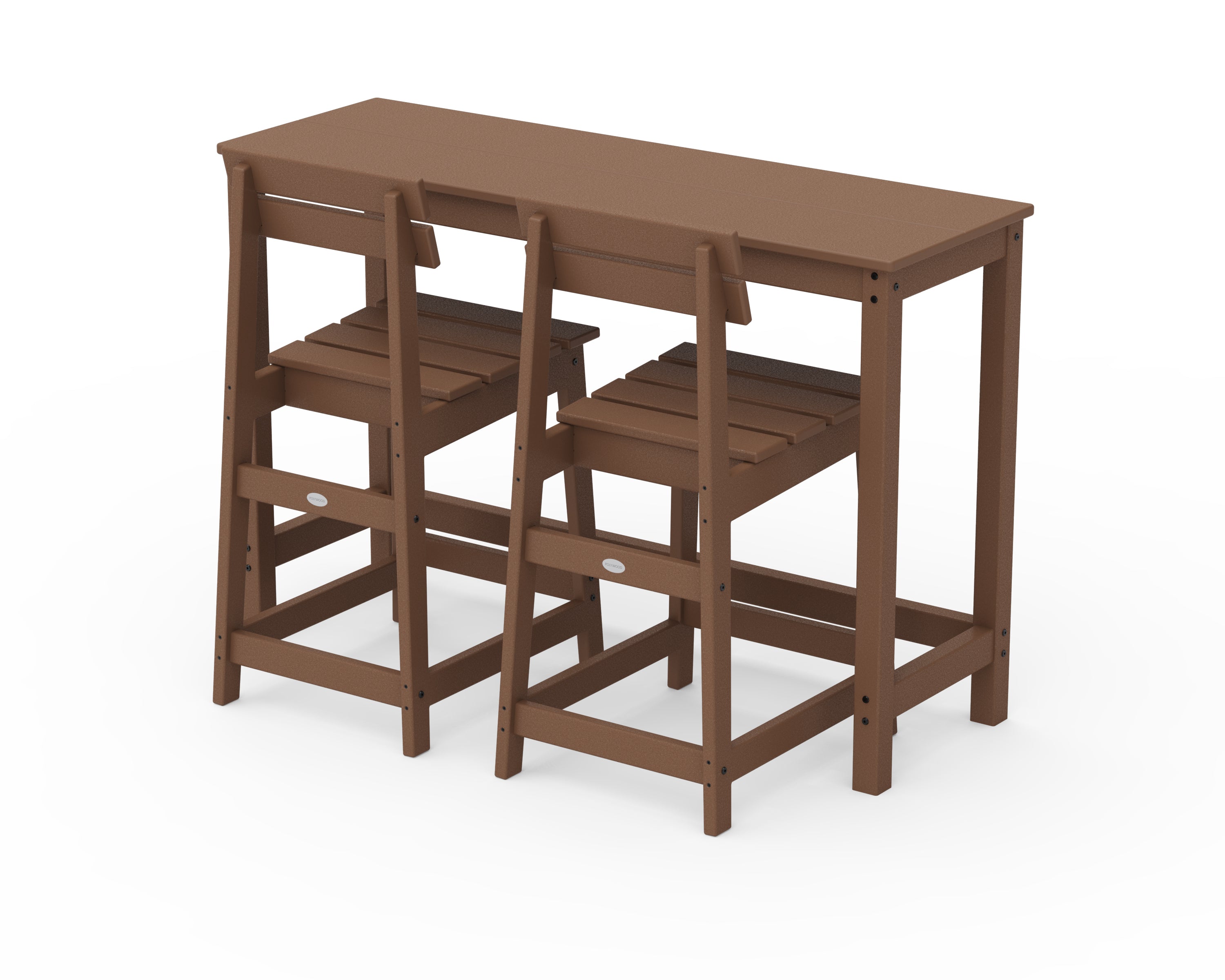 POLYWOOD® Modern Studio Plaza Counter Chair 3-Piece Balcony Set in Teak