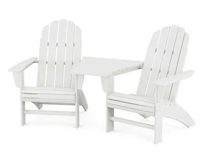 Vineyard 3-Piece Curveback Adirondack Set with Angled Connecting Table