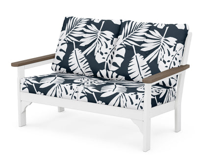 POLYWOOD® Vineyard Deep Seating Loveseat in White / Kona / Leaf Marine Indigo