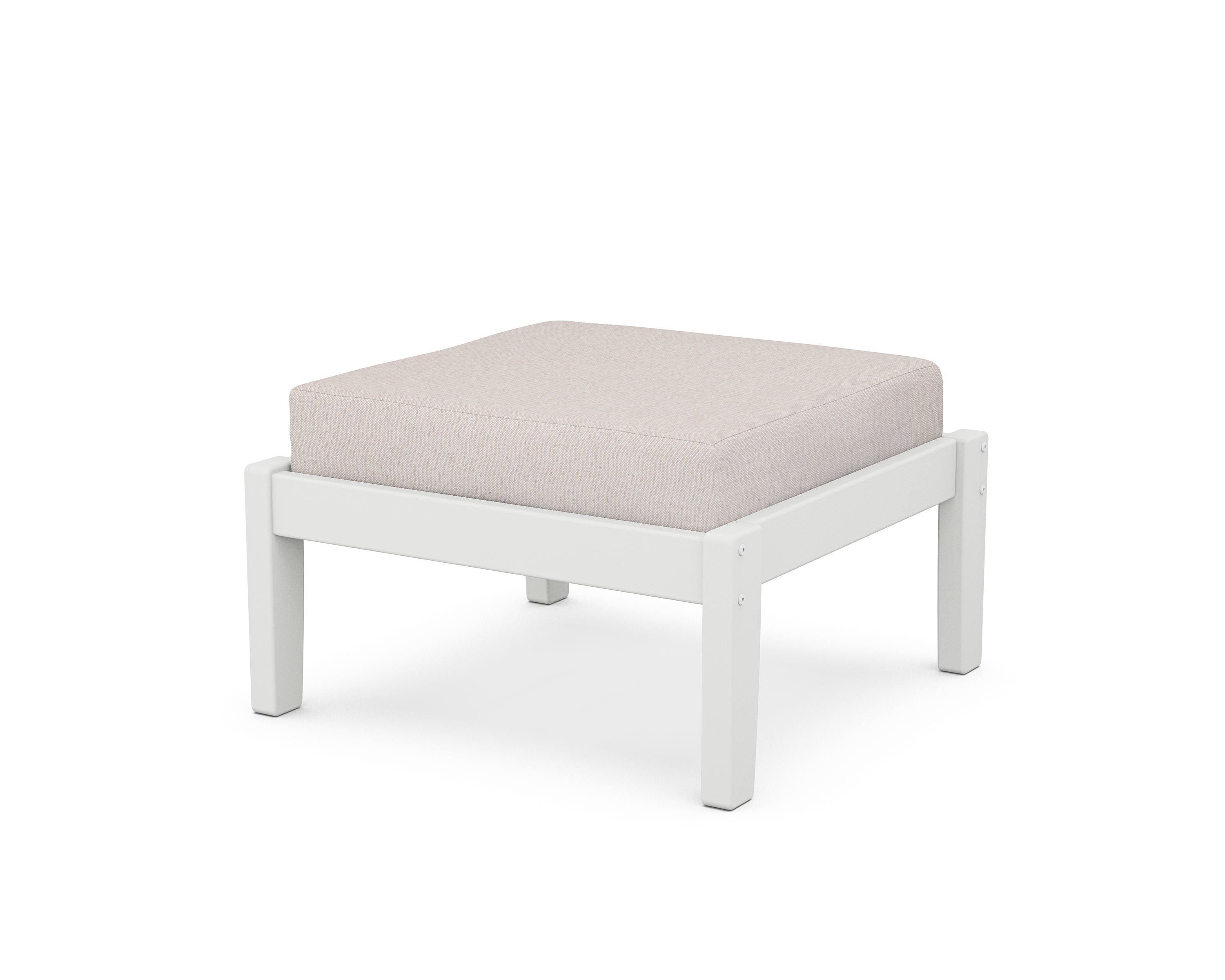 Unbranded Deep Seating Ottoman in White / Dune Burlap
