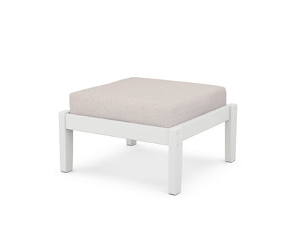 Unbranded Deep Seating Ottoman in White / Dune Burlap