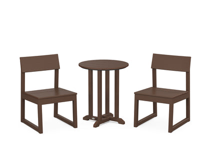 POLYWOOD® EDGE Side Chair 3-Piece Round Bistro Dining Set in Mahogany