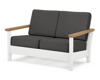 POLYWOOD® Harbour Deep Seating Loveseat in White / Natural / Spectrum Carbon