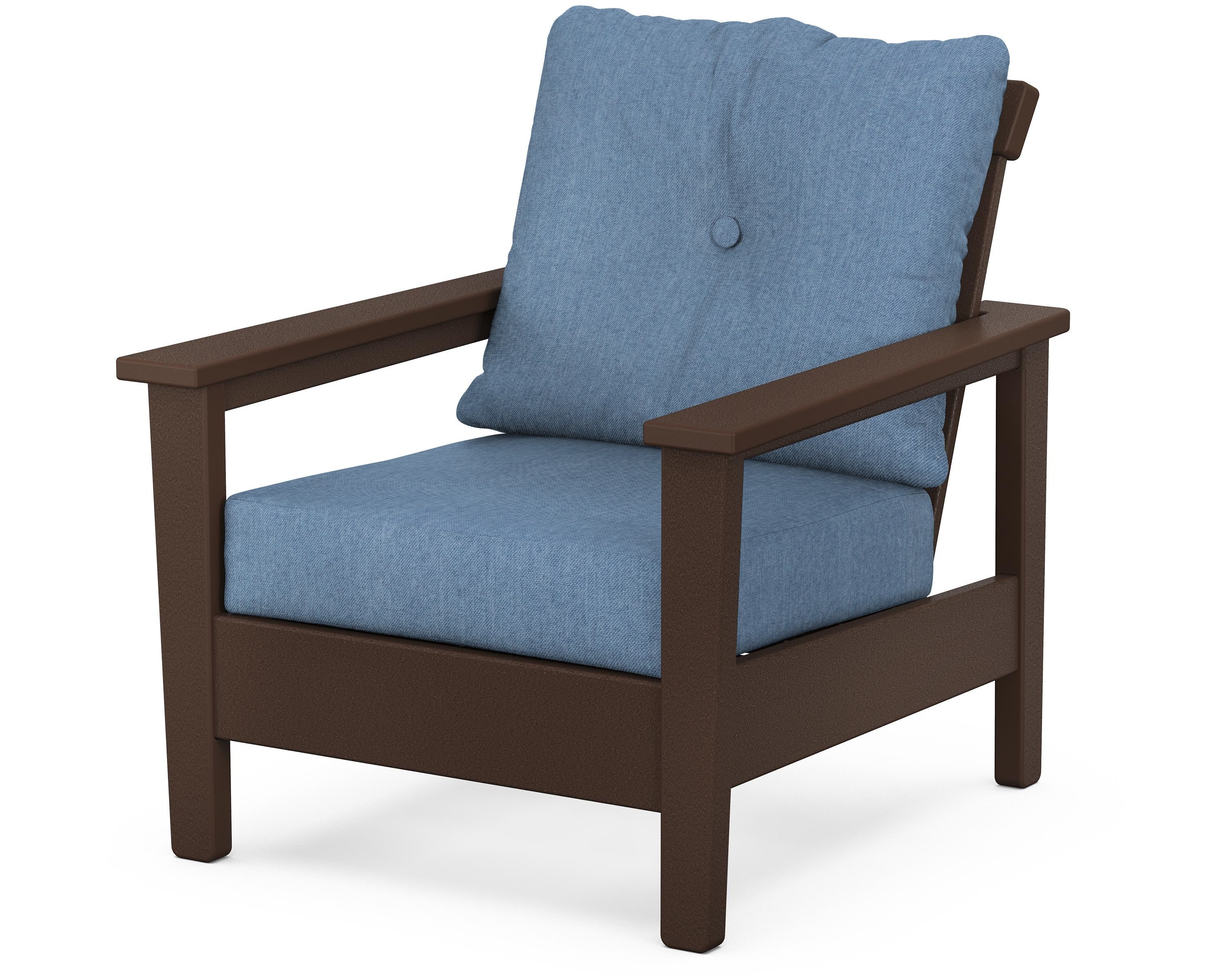 POLYWOOD® Prescott Deep Seating Chair in Mahogany / Sky Blue