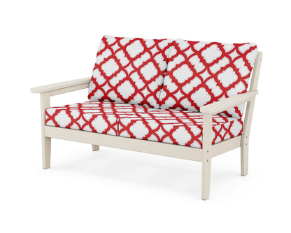 Country Living Cottage Deep Seating Loveseat in Sand / Trellis Crimson