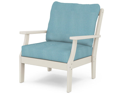 POLYWOOD® Braxton Deep Seating Chair in Sand / Lattice Sky Blue