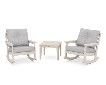 POLYWOOD® Vineyard 3-Piece Deep Seating Rocker Set in Sand / Granite