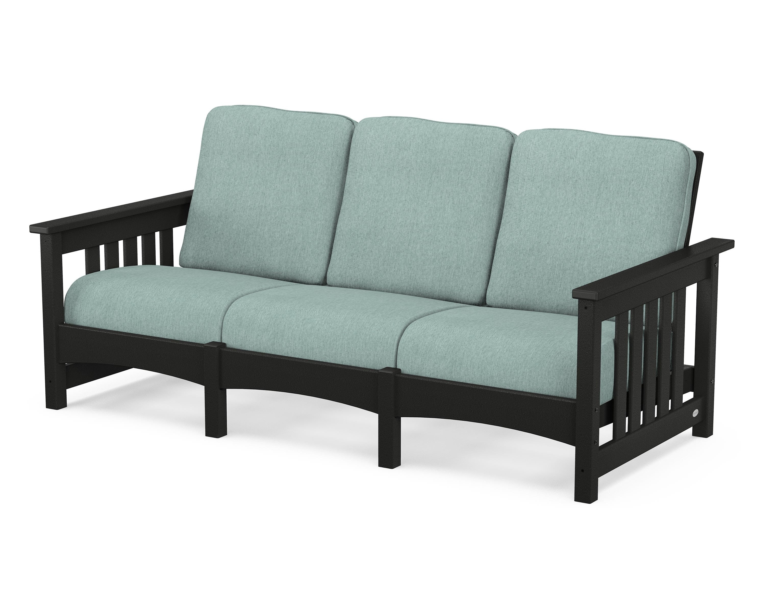 POLYWOOD® Club Mission Sofa in Black / Glacier Spa