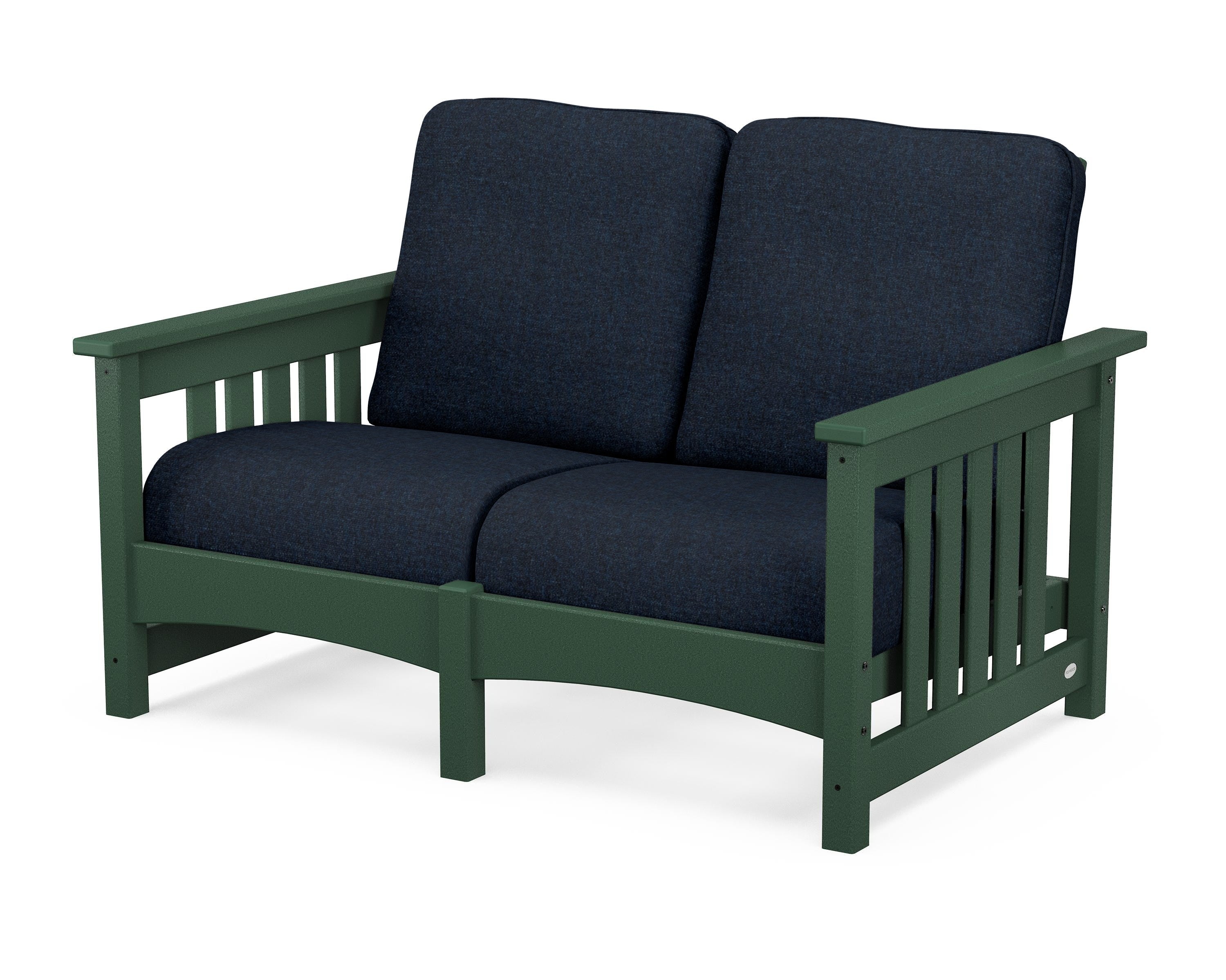 POLYWOOD® Club Mission Loveseat in Green / Marine Indigo