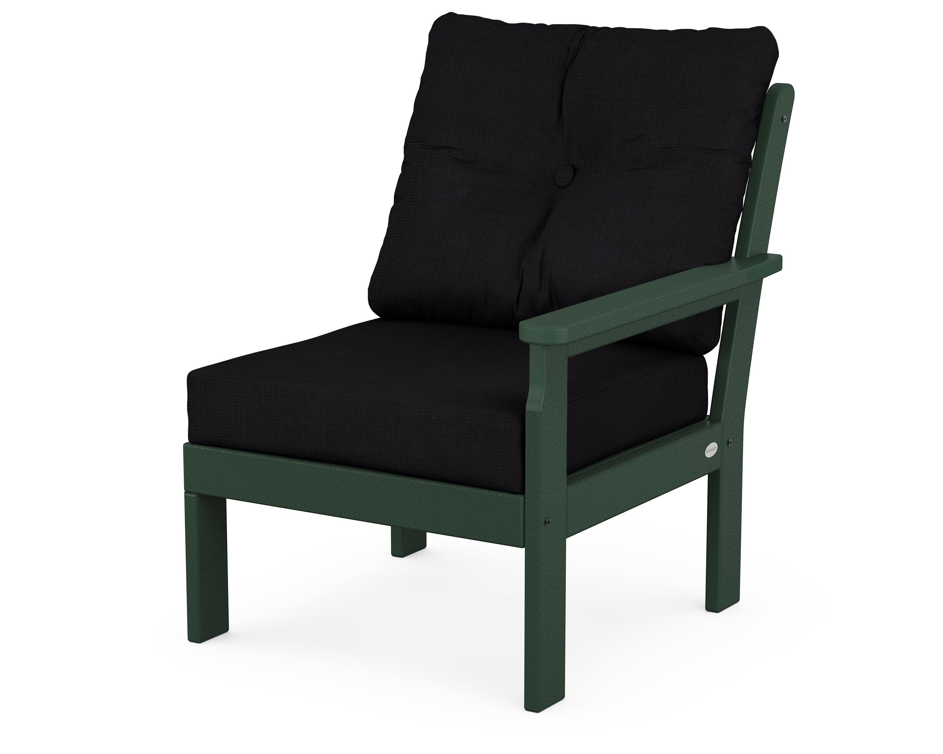 POLYWOOD® Vineyard Modular Right Arm Chair in Green / Midnight Linen