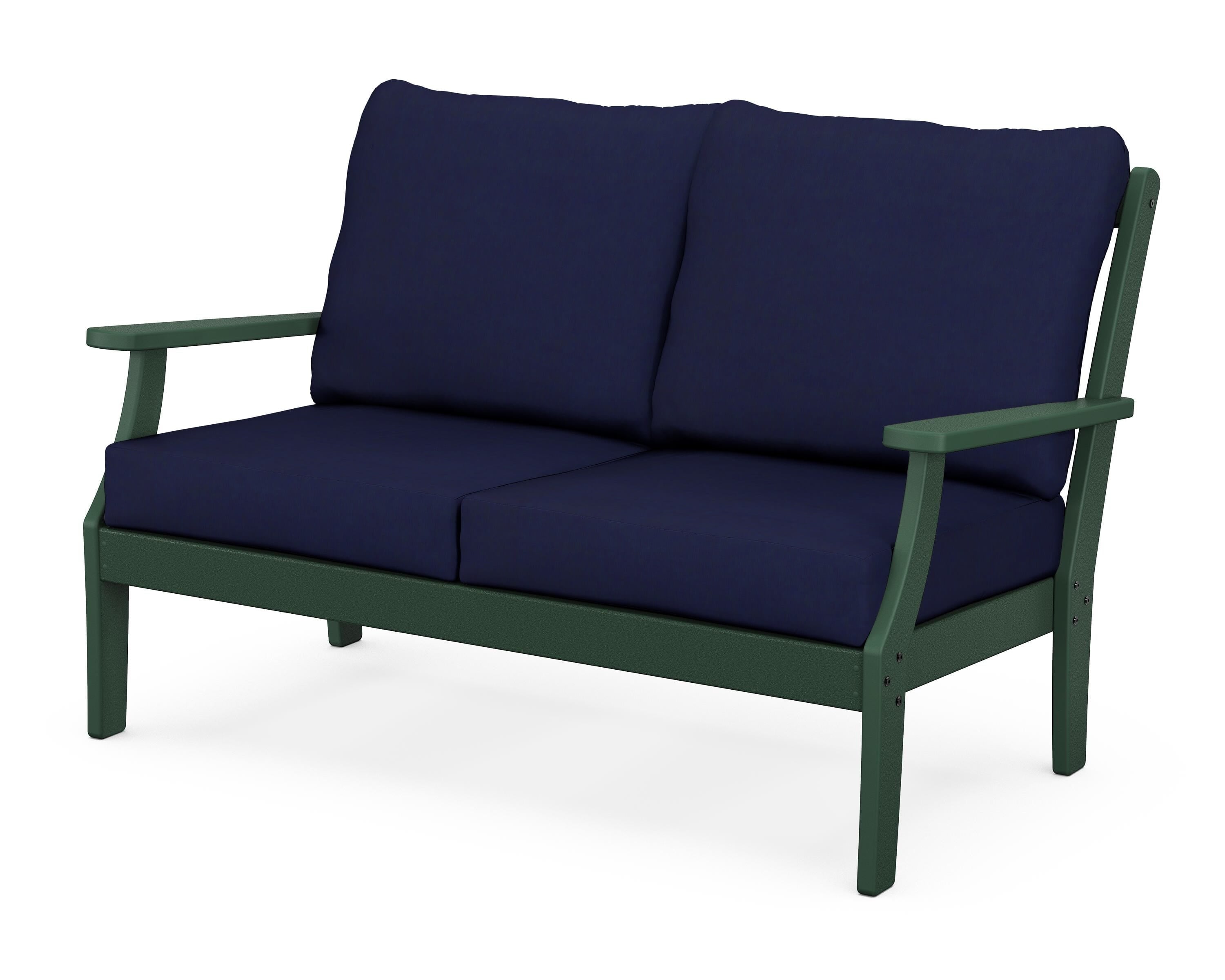 POLYWOOD® Braxton Deep Seating Loveseat in Green / Navy