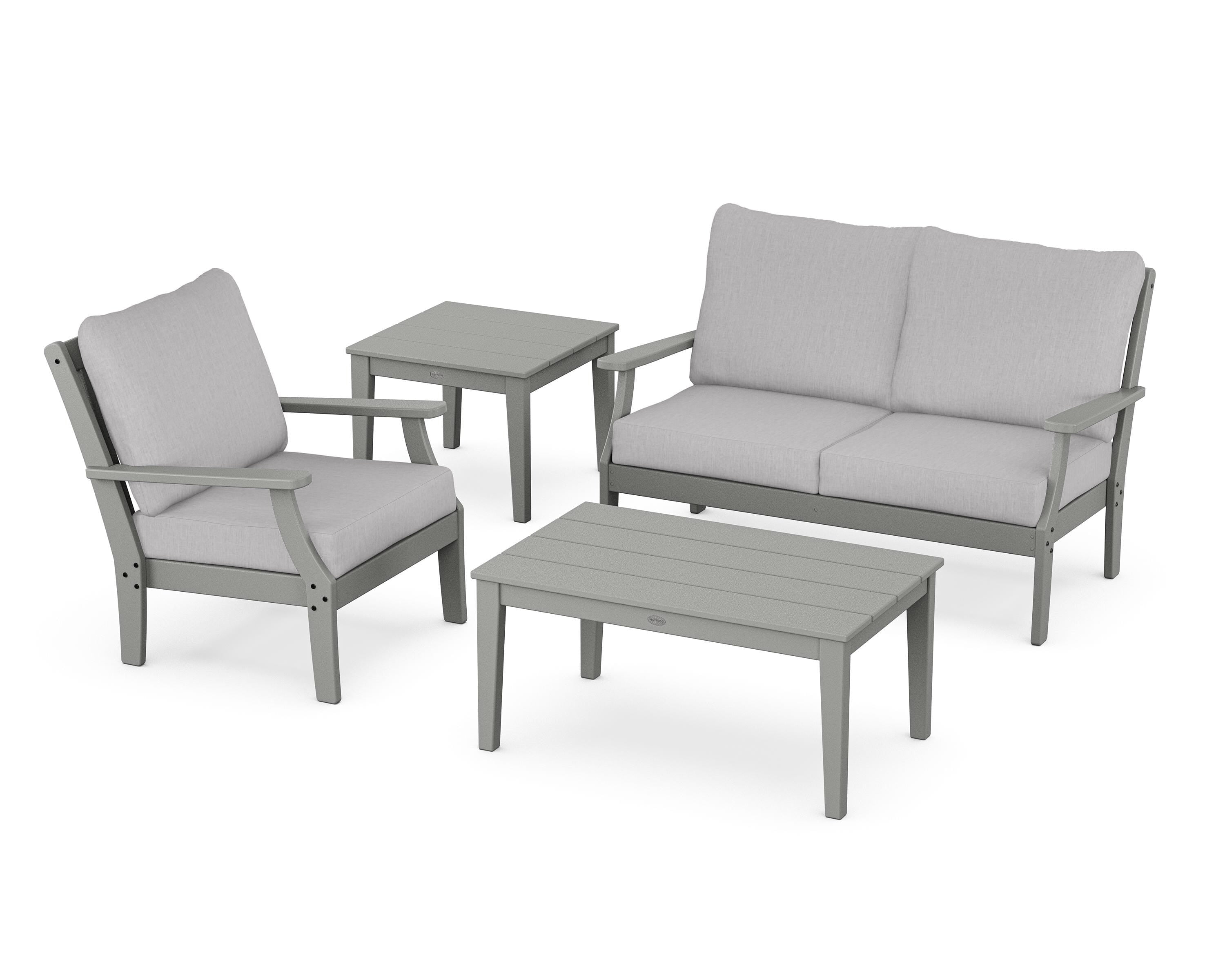POLYWOOD® Braxton 4-Piece Deep Seating Set in Slate Grey / Granite