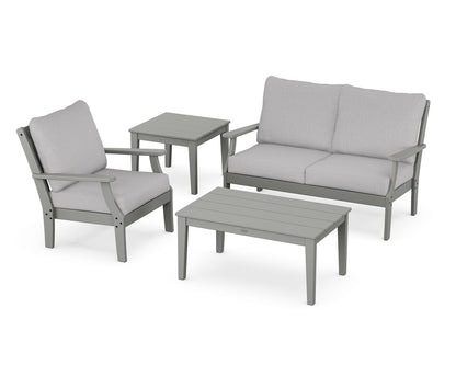 POLYWOOD® Braxton 4-Piece Deep Seating Set in Slate Grey / Granite